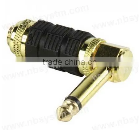 angled 90 degree 6.35mm mono plug metal