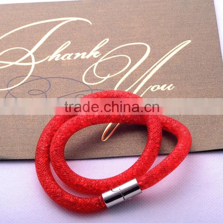 <<<2016 top selling fashion women lady stardust mesh crystal Bracelets & Bangles/