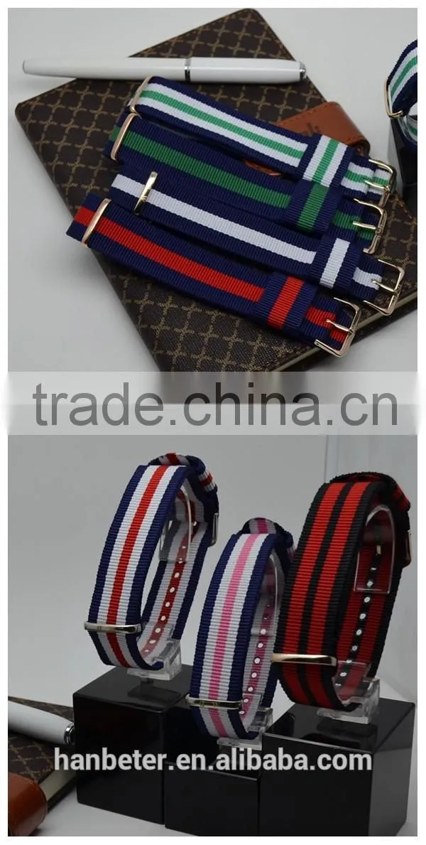 Colorful stripe rose gold buckle changeable 28mm watch strap for vogue men watches
