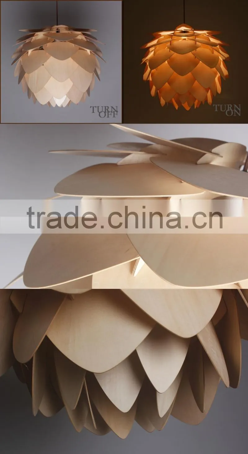 Modern Artichoke Lighting Crimean Pine Cone Wooden Pendant Lamp 403P-B01/02/03
