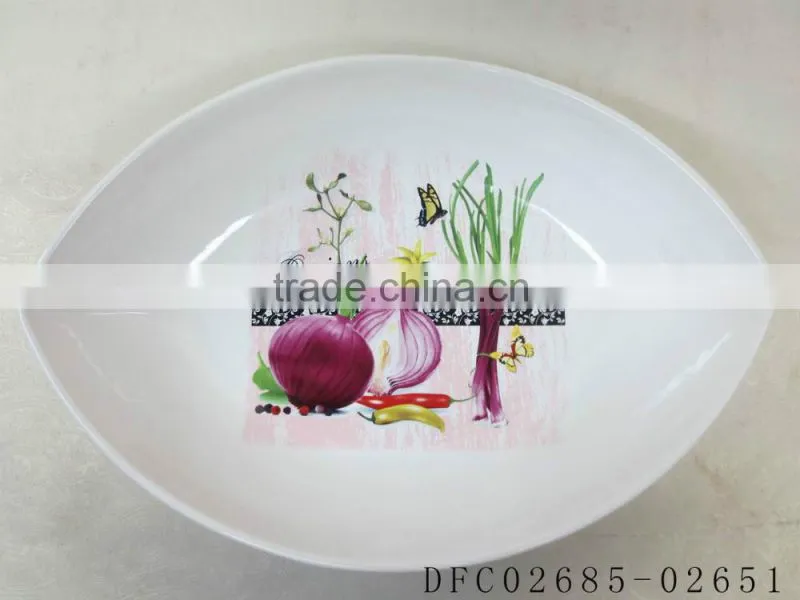 2016 new design ceramic rectanguler plate pizza plate serving dish big plate