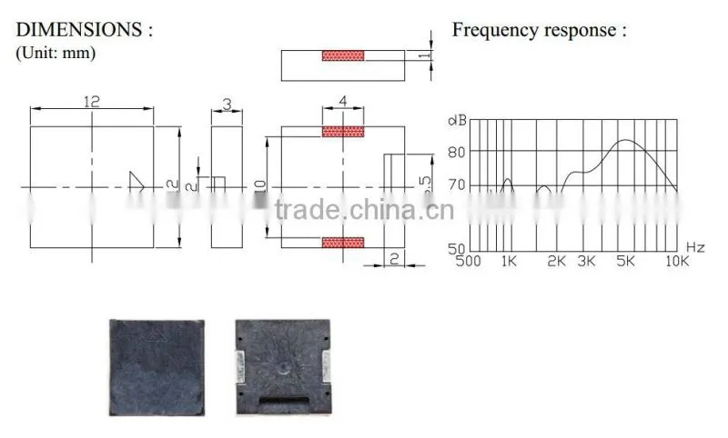 SMD-P12A03 3v SMD piezoelectrical magnetic buzzer, magnetic buzzer (FBELE)