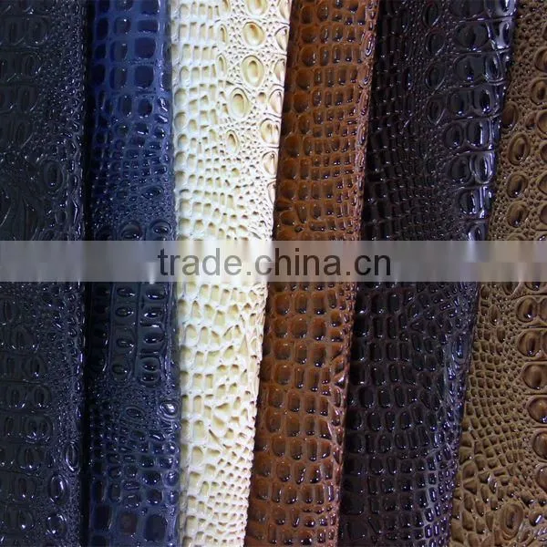 PVC leather for sofa upholstery fabric usage with crocodile emboss