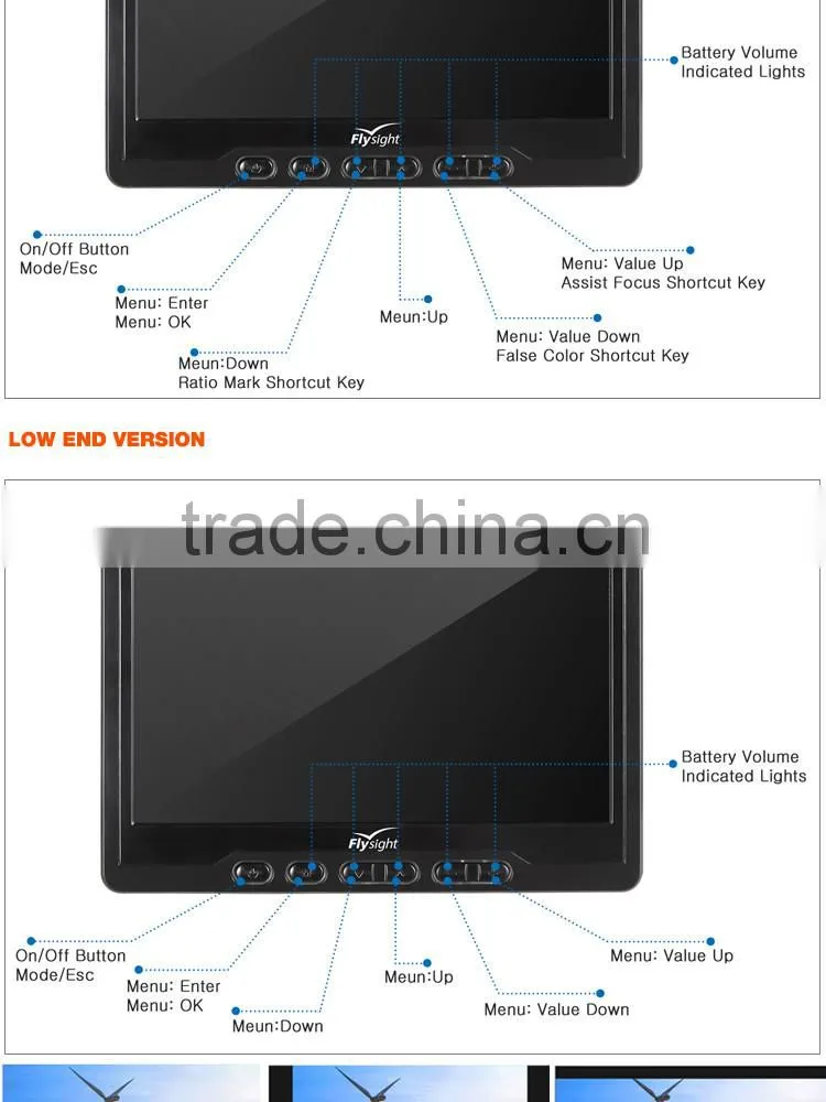 FPV 5.8G HD 1280*800p 7" Monitor Receiver Built-in Battery
