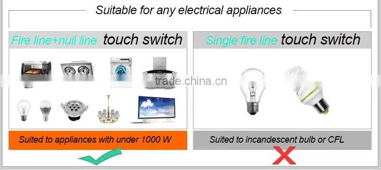 3 gang smart touch screen wall plate light switch 1000w