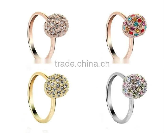 OUXI 18k gold ring for women with Austrian crystal 40059