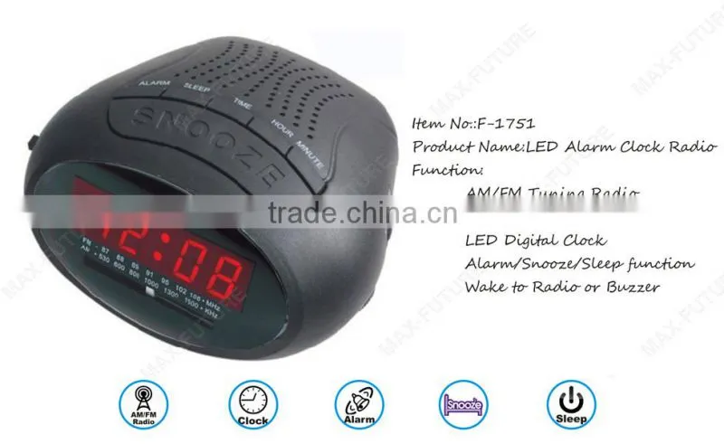 0.6 Inch LED radio alarm clock,am/fm radio(F-1751)