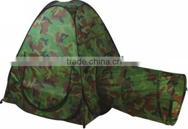 Children play camouflage tent house