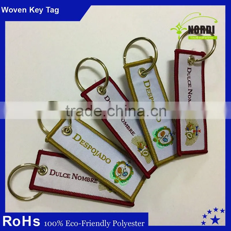 custom embroidered twill /polyester / fabric /key chain *key tag