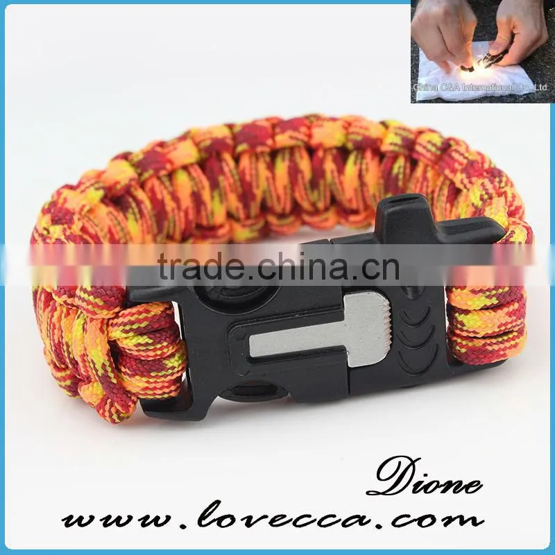 Custom flint And Firestarter military braided paracord bracelet with logo