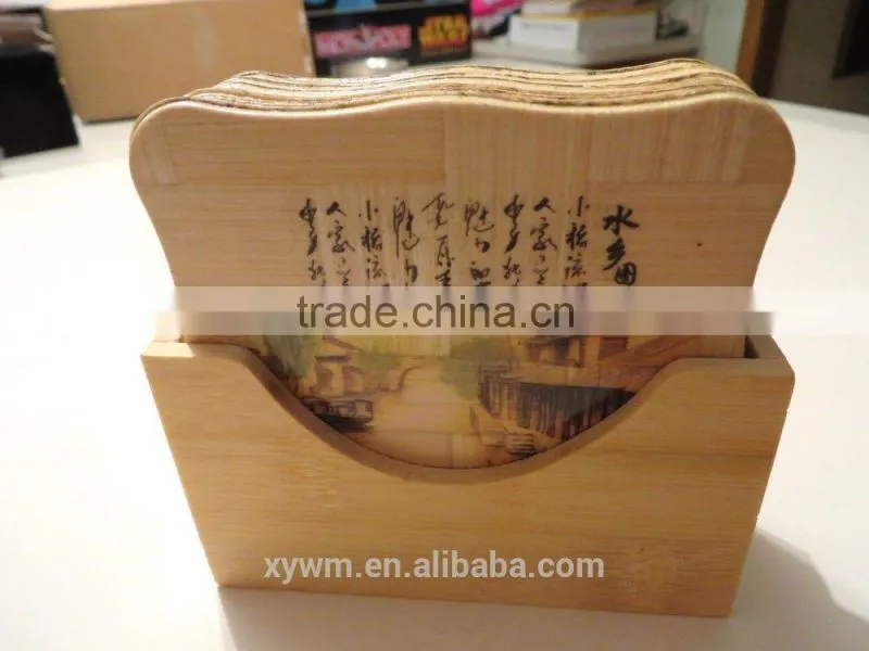 Bamboo hand-painted coasters