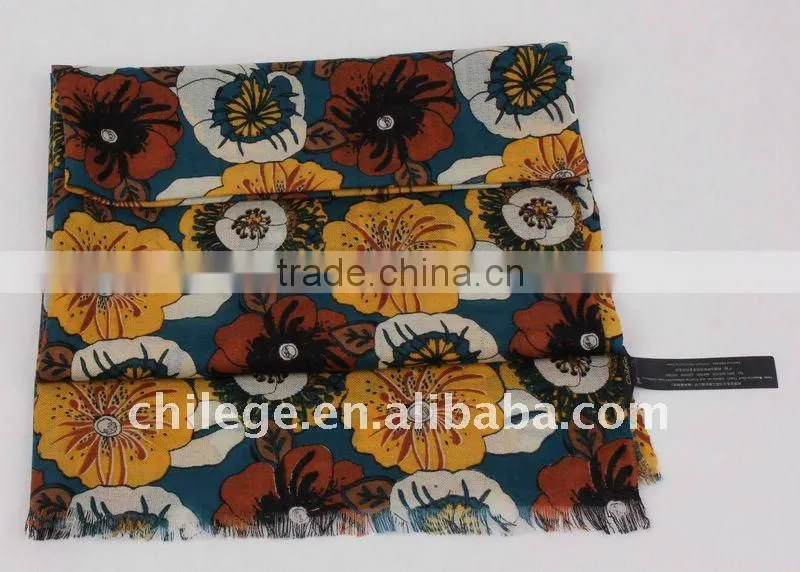 wool floral printed pashmina scarf shawl