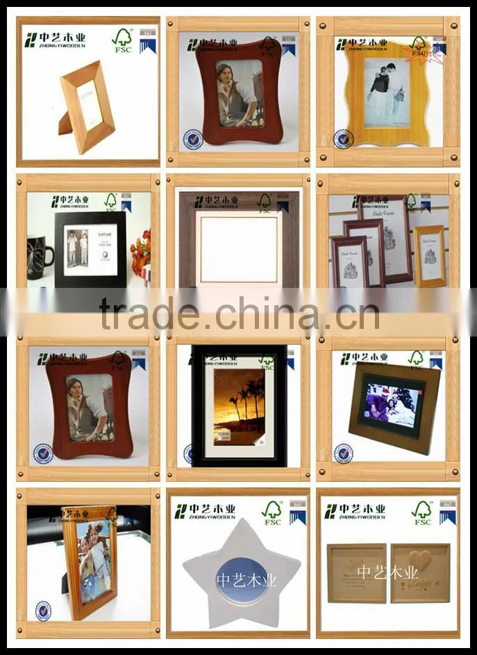 2015 year hot sell FSC wall hanging decorative pictures wooden photo frame with cheap price