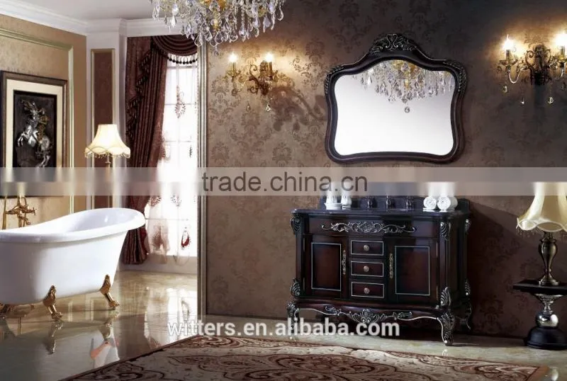 Classic bathroom furniture black bathroom vanity set Sliding door bathroom vanities with mirror WTS622