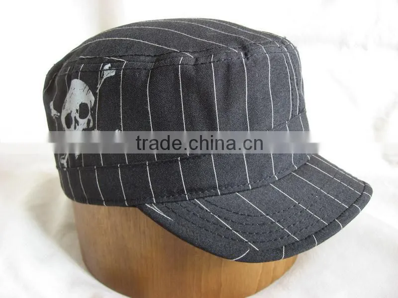 Striped Military Cap, Black Military Cap
