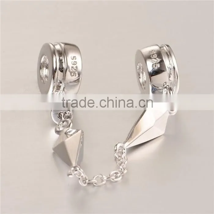 New Design Safety Charm Diamond Silver Safety Chain Wholesale Charm A014