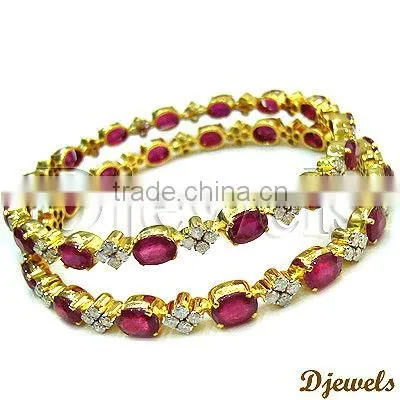Ruby Gold Bangles, Designer Diamond Bangles, Ruby Jewelry