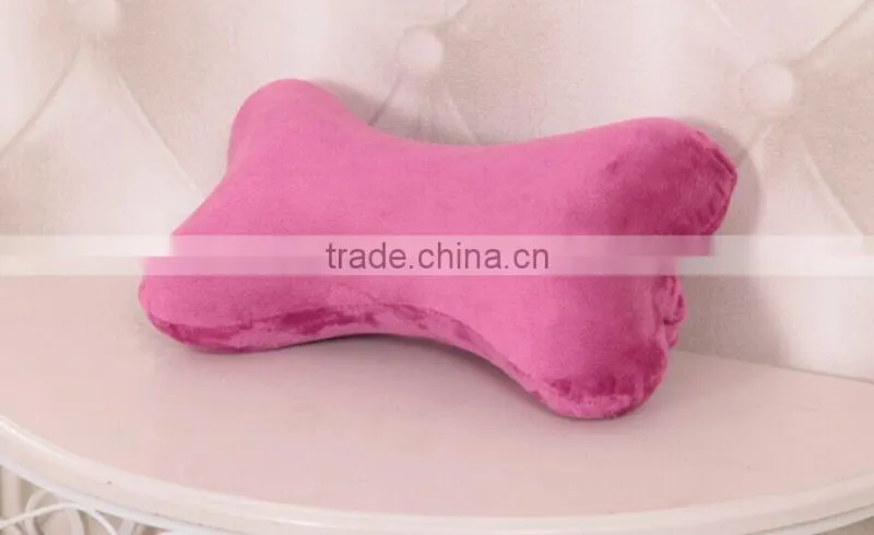 Bone shape memory foam car neck pillow, 100%polyester velvet cover