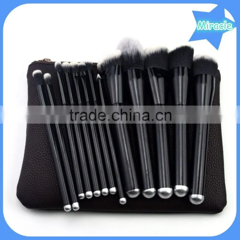 13pcs cool black wood handle private label makeup brush wholesale make up brush