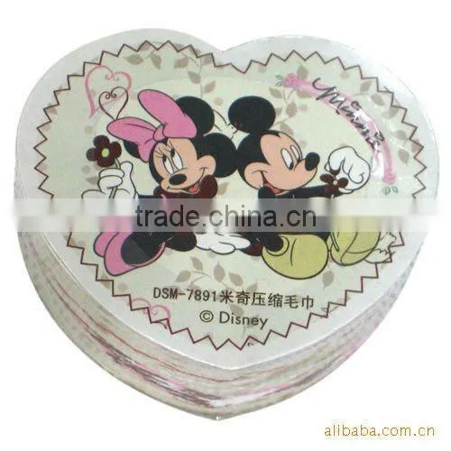 heart shape magic 100% cotton compressed towel
