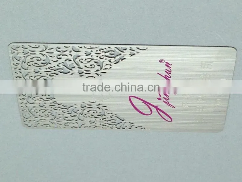 magnetic stripe card, stainless steel silver metal business card with cut out design