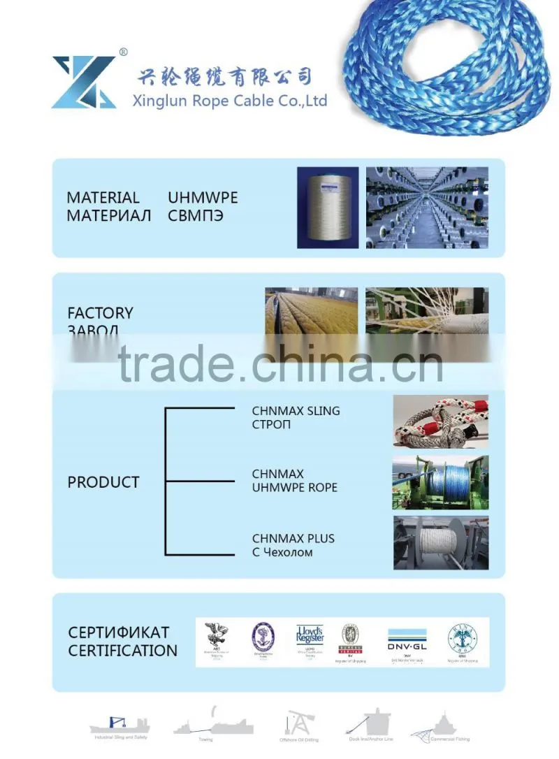 3 strand solid braid PP rope for ship building