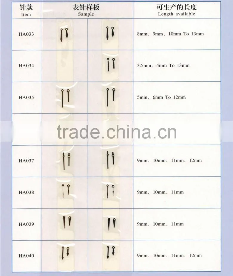 gold plating diamond cut watch hands without luminous