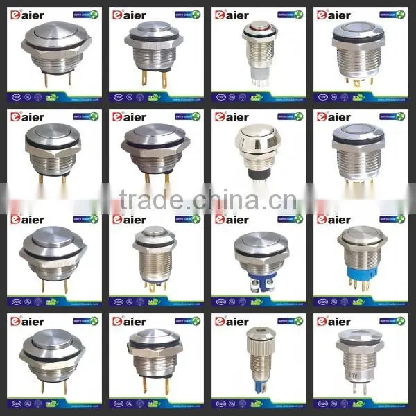 120v momentary 4A 19mm OFF-(ON) stainless steel sealed Anti-vandal chrome color waterproof metal Anti-vandal push button switch