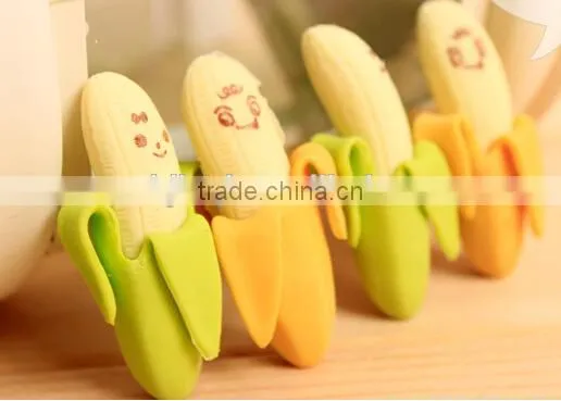 Nice and fashion skinning banana eraser with expression (2pcs)