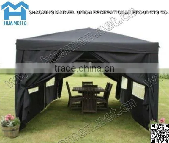 Black polyester folding gazebo with windows 3x3m