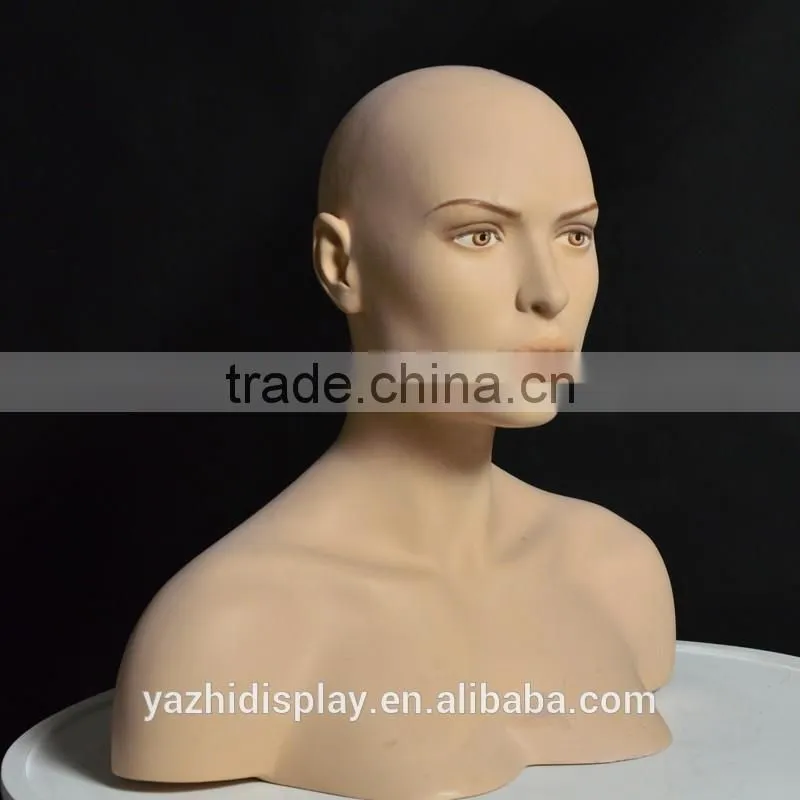 Mannequin Head Female Displaying Hats, wigs, scarves, and necklaces