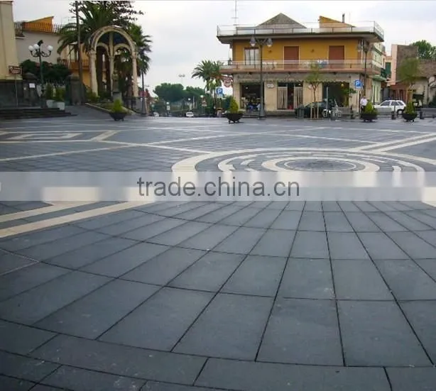 Black basalt tile flooring