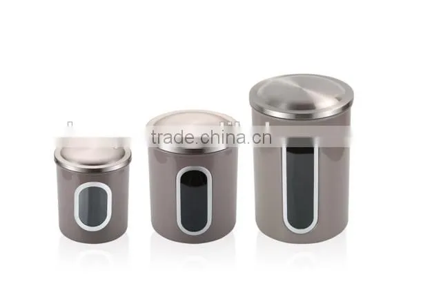 Blue 3-Piece Metal Nested Kitchen Canister Storage Set