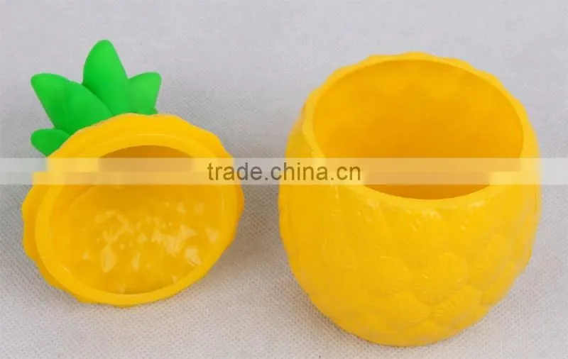 350ml PE Plastic Pineapple Shape Straw Cup