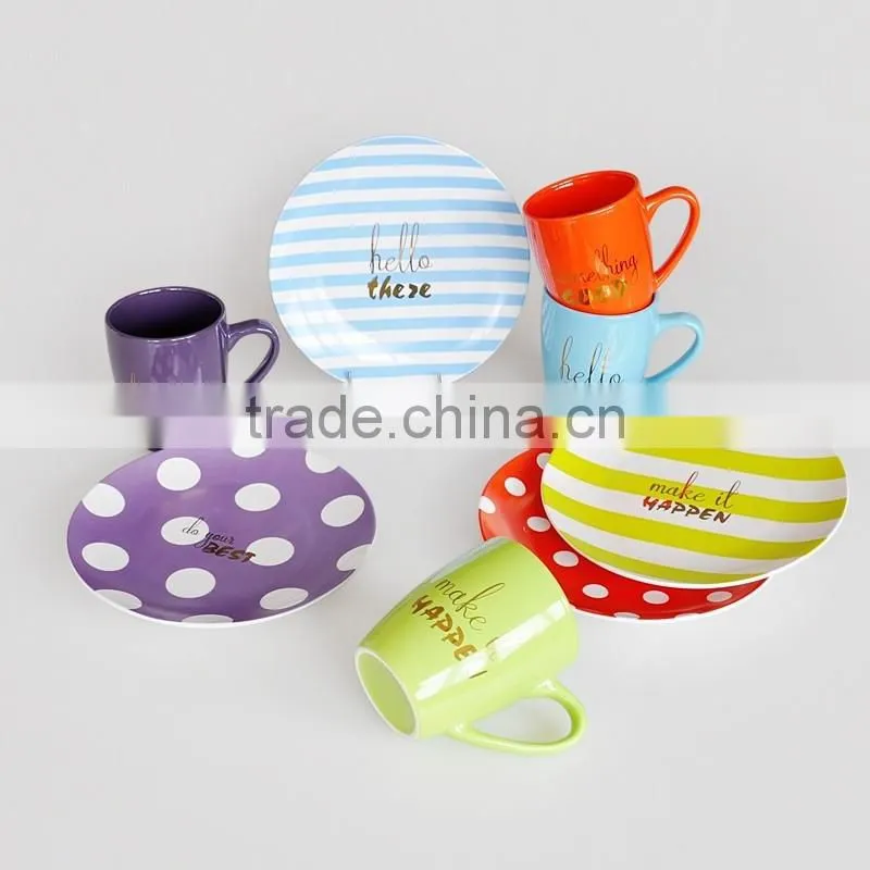 round shape porcelain plate with gold decal,porcelain dishes with gold printing,gold design plate set