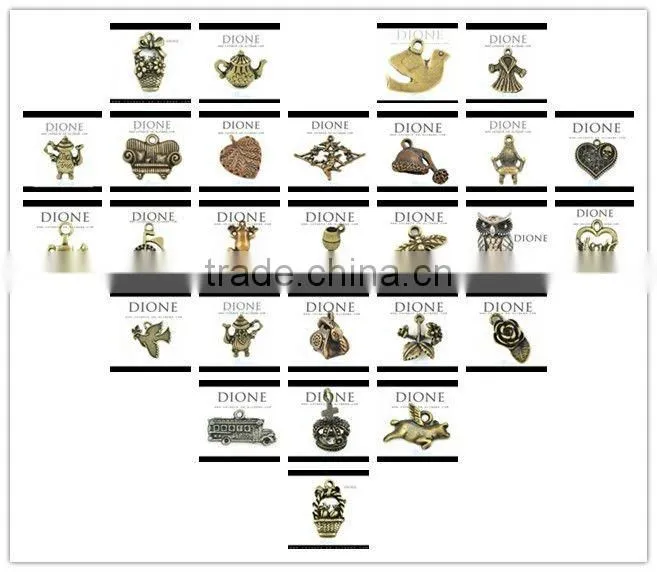 Antique silver metal charms wholesale bulk metal charms