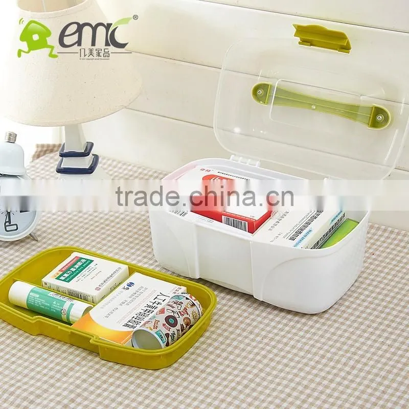 Plastic storage box for medicine, plastic storage box with handle and lid
