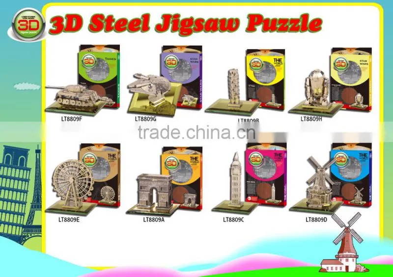 factory Famous building in metal assembling puzzle