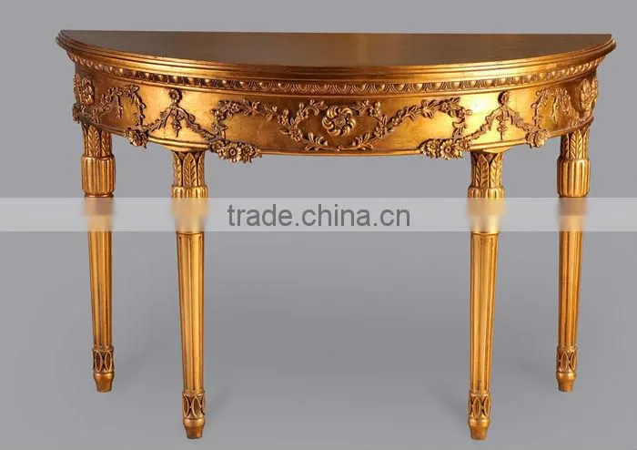 Antique Gold Reproduction Console Table with Mirror