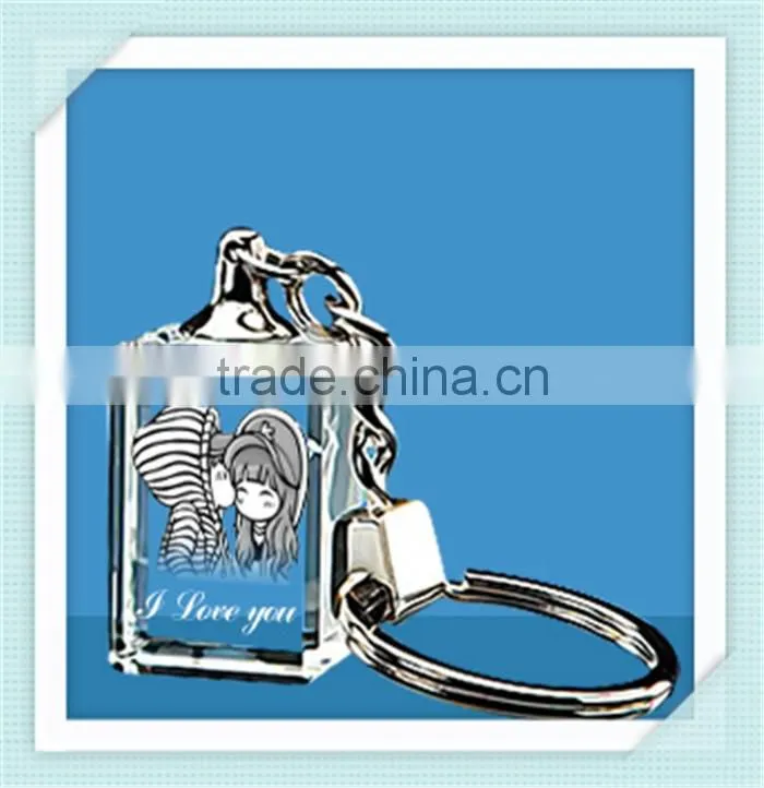 Promotional 3D engraving crystal keychain with led light as kids led giveaway