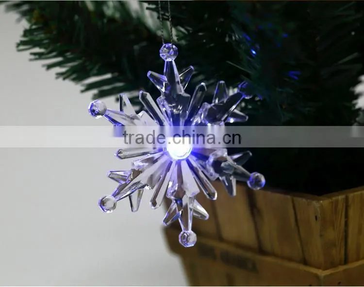 led 7colors light plastic acrylic Christmas snowflake ornament