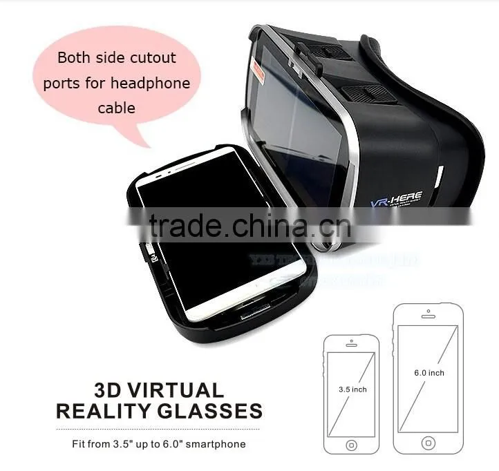 VR Headset with 3D Glasses VR Box with Remote Control V6 42mm Lenses 4.5 - 6 Inch