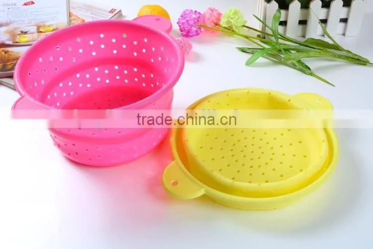 Food grade fruit silicone basket foldable silicone drain basket