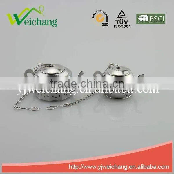 WCQ029 Tea Infuser Tea Ball Stainless Steel Loose Leaf Tea Strainer with Chain and Drip Trays Teapot Infuser Gift