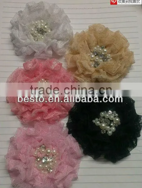 CF0478 Fashion wholesale boutique black grosgrain lace baby hair bows