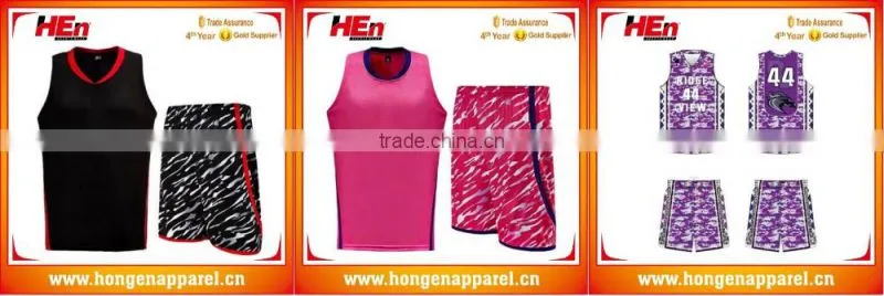 Hongen apparel hot sale 2016 best latest design basketball jersey design /custom dri fit basketball sets