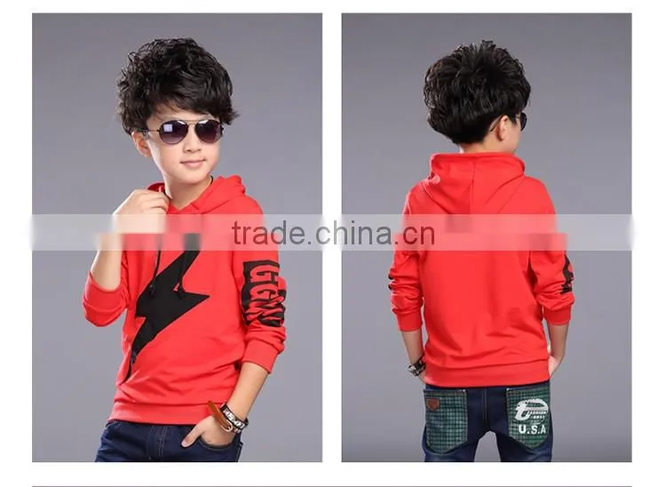 Boys new spring hooded lightning printing long sleeve fleece children sports coat