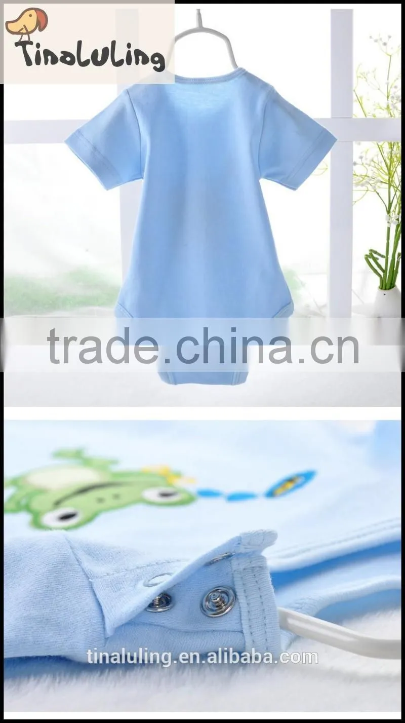 100% wholesale organic cotton baby elephant and crocodile animal printed bodysuits,rompers