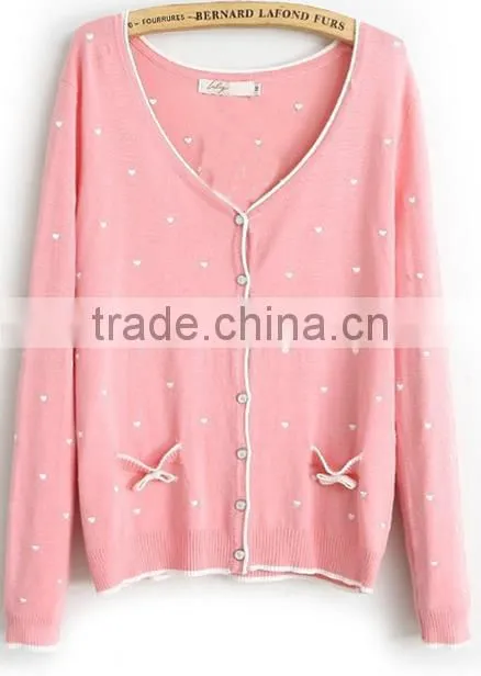 2014 hot sell wholesale high quality hollow cotton long sleeve Alpaca Sweater Cardigan