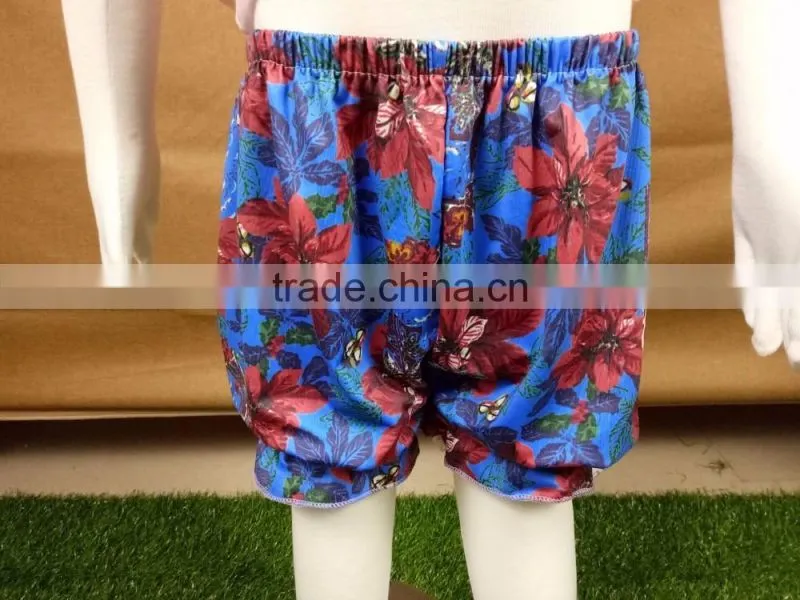 2016 floral rose cotton knitted triple ruffle shorts boutique girls summer clothing wholesale kids shorts